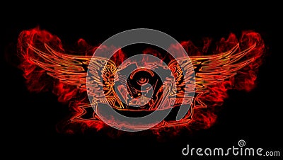 Motowings in flame Stock Photo