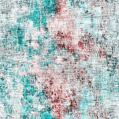 Mottled grunge blotch peeling wall pattern background. Worn aqua blue grey rustic repeat swatch. Seamless stucco plaster Stock Photo