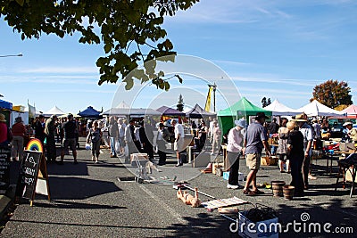 MOTUEKA, NEW ZEALAND - 04 JUNE 2017: Morning market at Motueka Editorial Stock Photo