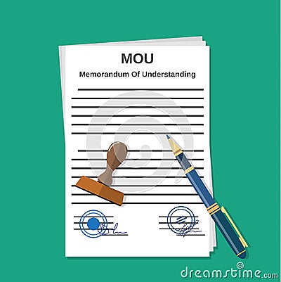 Mou memorandum document Vector Illustration