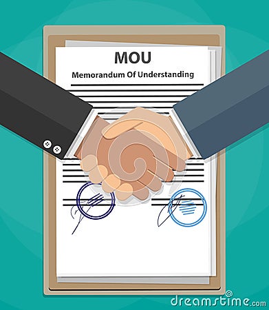 MOU memorandum of understanding handshake Vector Illustration