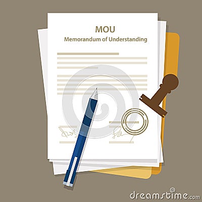 Mou memorandum of understanding legal document agreement stamp Vector Illustration