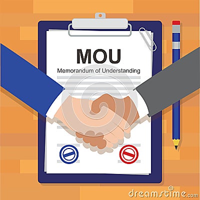 Mou memorandum of understanding legal document agreement stamp Vector Illustration