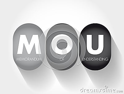 MOU Memorandum Of Understanding - type of agreement between two or more parties, acronym text concept background Stock Photo