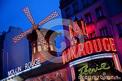 Moulin Rouge cabaret in Paris Editorial Stock Photo