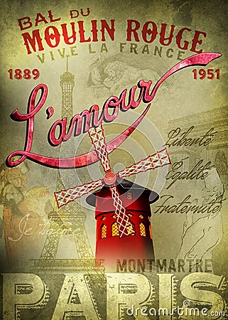 Moulin Rouge L'amour Poster Stock Photo