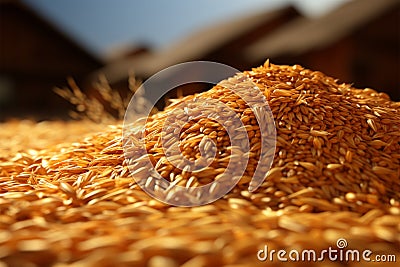 A mound of grains forming a visually appealing and abundant pile Stock Photo