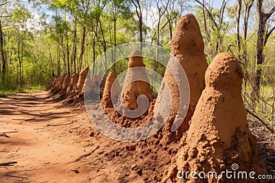 mounds of different sizes showing termite growth Stock Photo