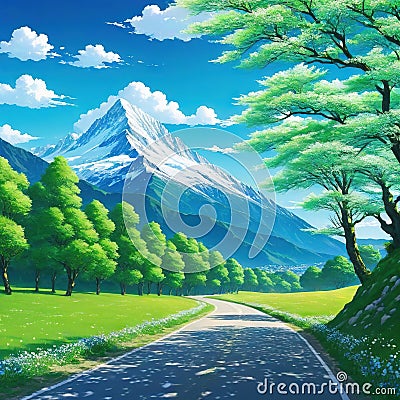 mount alp inspired anime manga Cartoon Illustration