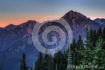 Mountain in sunset light in Olympic National Park, Washington state Stock Photo