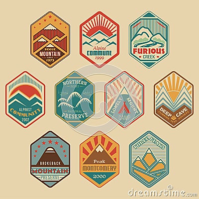 Mount badge set1color Vector Illustration