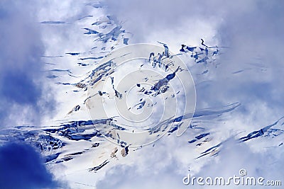 Mount Baker Glaciers Through Clouds Abstract Artist Point Washington Stock Photo