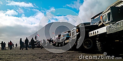 Jeep tour on Mt.Bromo, East Java,Indonesia Editorial Stock Photo