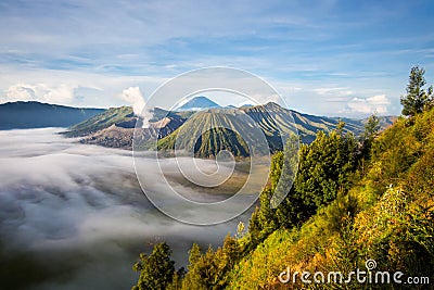 Mount Bromo at Sunrise, Java, Indonesia Stock Photo