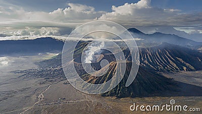 Mount Bromo Tengger Semeru located in Malang Lumajang Pasuruan Probolinggo East Java Indonesia Stock Photo