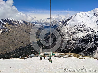 Mount Cheget, Russia - May 10, 2021: View of the caucasus mountains from Cheget, height 3050 meters, Kabardino-Balkaria, Russia Editorial Stock Photo