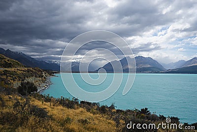 Mount Cook National park with Lake Stock Photo