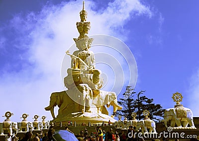 Mount Emei, Sichuan, China statue of Samantabhadra giant Editorial Stock Photo