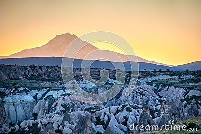 Mount Erciyes volcano in the early morning, Cappadocia Stock Photo