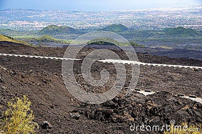 Mount Etna Lava Fields Stock Photo