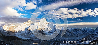 Mount Everest, himalaya, evening panoramic view Stock Photo