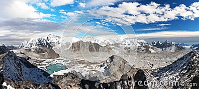 Mount Everest, himalaya, evening panoramic view Stock Photo