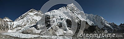 Mount Everest and the Khumbu Glacier, Himalayas, Nepal. Stock Photo