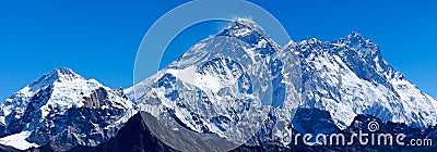 Mount Everest with Lhotse and Pumori Stock Photo