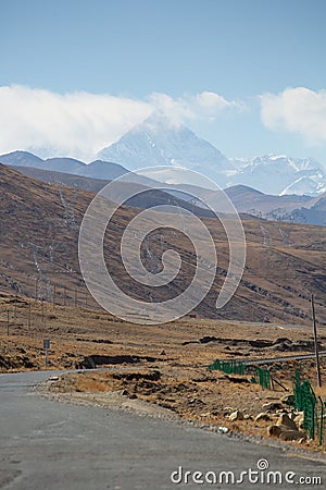 Mount Everest North part viewed from the Tibetan side Stock Photo