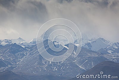 Mount Everest North part viewed from the Tibetan side Stock Photo