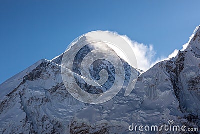 Mount Everest Peak Sagarmatha, Chomolungma. Stock Photo