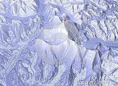 Mount Everest, relief height, mountains. Himalaya map. Stock Photo