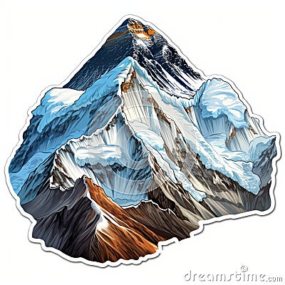 Mount Everest Sticker - Realistic Hyper-detailed Rendering Stock Photo