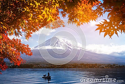 Mount Fuji in Autumn Color, Japan Stock Photo