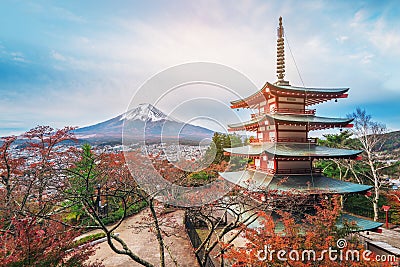 Mount Fuji, Chureito Pagoda in Autumn Stock Photo