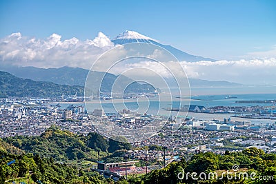 Mount Fuji and Shizuoka town Editorial Stock Photo