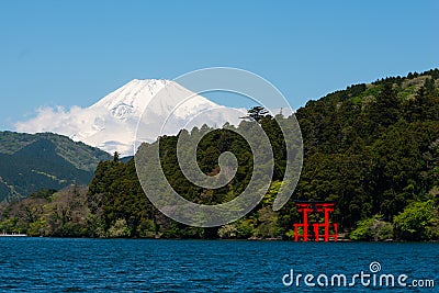 Mount Fuji and Tori Stock Photo