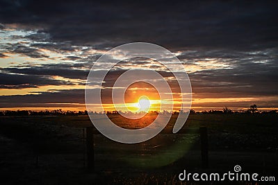 Sunset on the road around Mt Gambier, South Australia, Australia Stock Photo