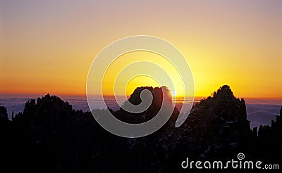 Mount Huangshan sunrise Stock Photo