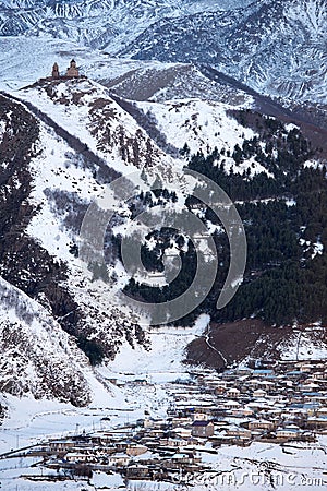 Mount Kazbeg and the Caucasus Stock Photo