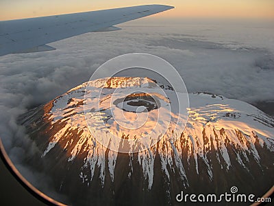 Flying over Mount Kilimanjaro Stock Photo