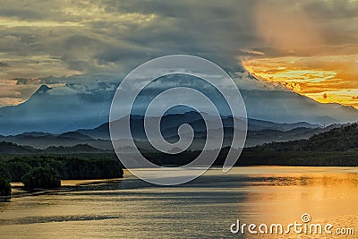 Mount Kinabalu at Sunrise Stock Photo