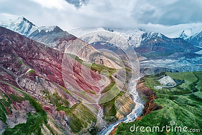 Mount Lenin seen from Basecamp in Kyrgyzstan taken in August 2018 Stock Photo