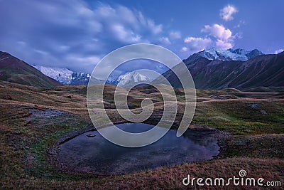 Mount Lenin seen from Basecamp in Kyrgyzstan taken in August 2018 Stock Photo