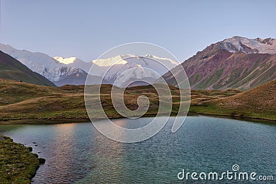 Mount Lenin seen from Basecamp in Kyrgyzstan taken in August 2018 Stock Photo