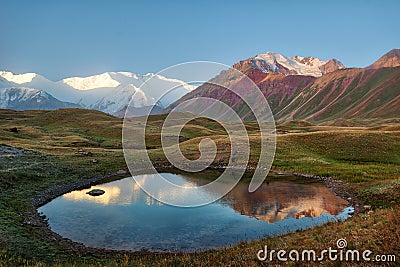 Mount Lenin seen from Basecamp in Kyrgyzstan taken in August 2018 Stock Photo