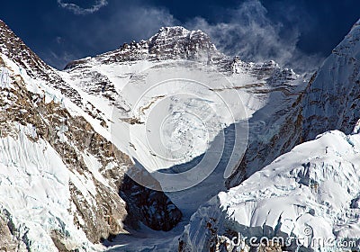 Mount Lhotse from Pumori base camp, Nepal Himalayas Stock Photo