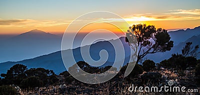 Mount Meru view from Kilimanjaro Machame route Stock Photo