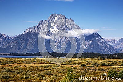 Mount Moran from Willow Flats in Grand Teton National Park, Wyoming Stock Photo