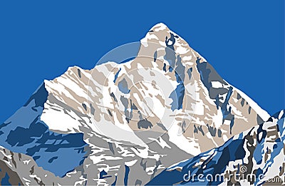 Mount Nanda Devi vector illustration Cartoon Illustration